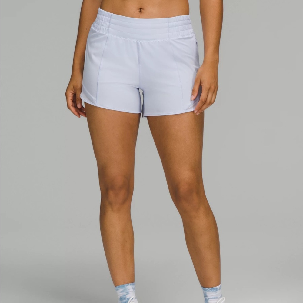 lululemon hotty hot shorts 4” (long) high rise pastel blue size 10